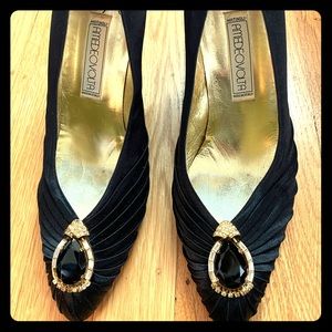 Vintage Satin Amedeo Volta Jeweled Heels